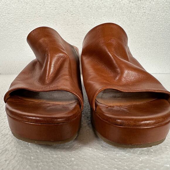 Miz Mooz Gwen Leather Platform Slip On Sandals Women's 41 / 11 Brown 2.5" Heel - Picture 13 of 13